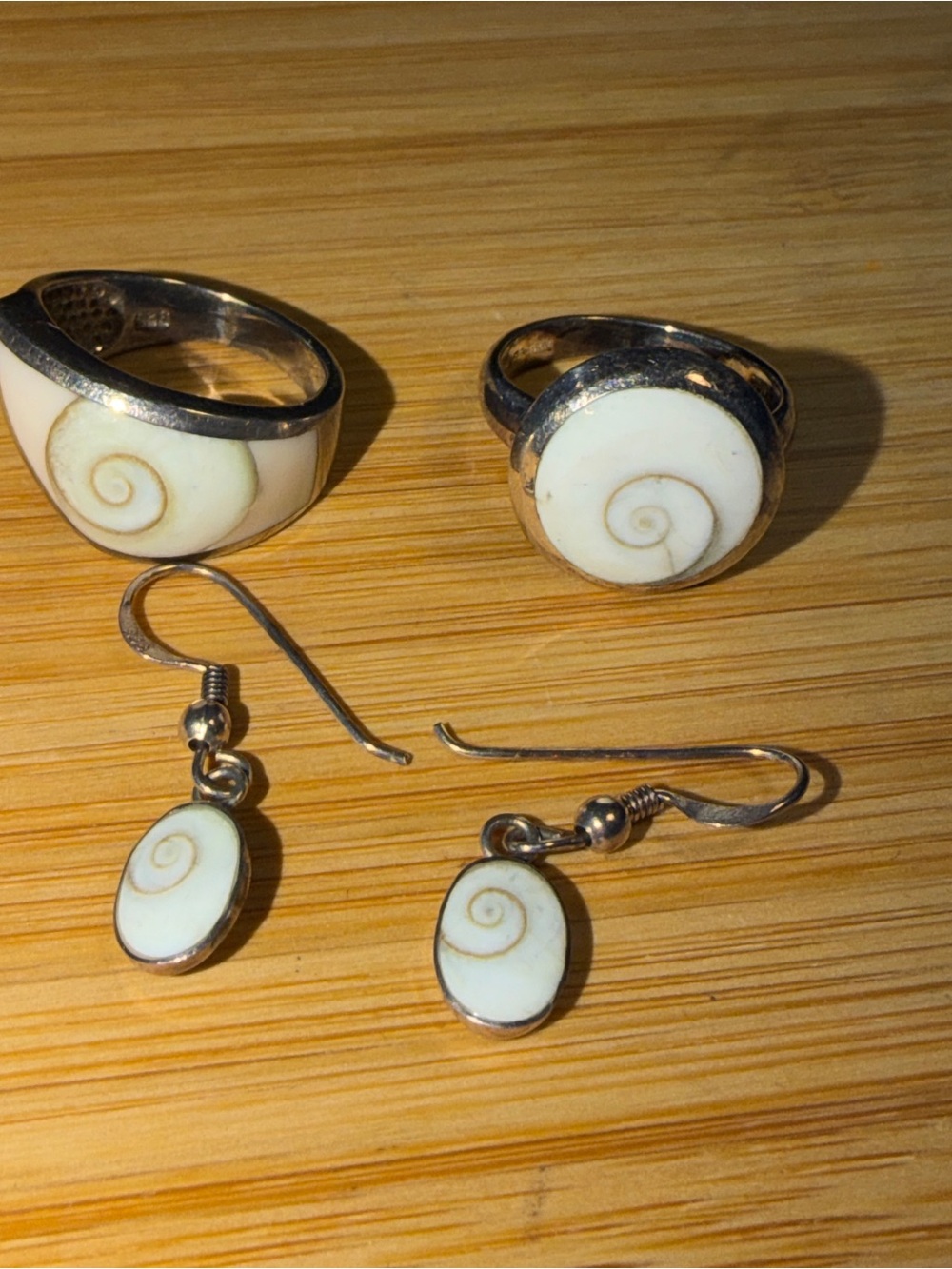 Stunning Vintage .925 Sterling Silver Shiva Eye Shell Jewelry Bundle